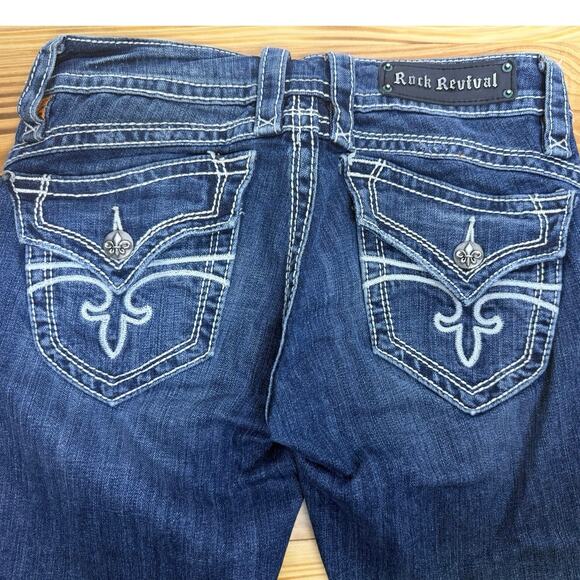 ROCK REVIVAL Y2K Low Rise Heather Boot Cut Flare Denim Jeans, Size 28x32 - Picture 10 of 11